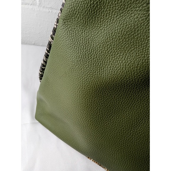 Michael Kors Joan Slouchy Shoulder Hobo Bag Mk Signature Green With Snake Accent - Picture 15 of 15